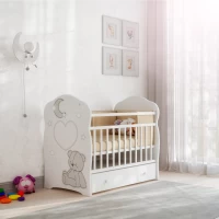 Детская кроватка ВДК BEAR AND MOON маятник с ящиком Слоновая кость