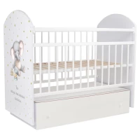 Кровать детская Indigo My Sleepy маятник, ящик белый слоник