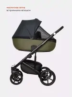 Коляска 3 в 1 Riko Basic Ozon черно-зеленый Арт 02