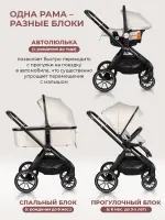 Коляска 3 в 1 для новорожденных Farfello Belleza 2024 серый