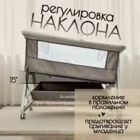 Приставная кроватка BubaGo Elva BG 183-1 Серый