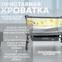 Приставная кроватка BubaGo Somela BG 180-1 Серый