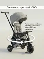 Велосипед трехколесный Pituso Leve Pro складной/сумка Grey/Серый (серая рама) Арт T8 PLUS