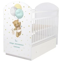 var-Кровать детская Indigo My Sleepy маятник, ящик белый мишка