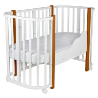 var-Детская кроватка Indigo Baby Lux 3 в 1 с колесами белый-натуральные