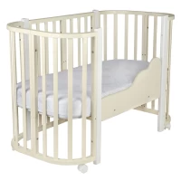 var-Детская кроватка Indigo Baby Lux 3 в 1 с колесами слоновая кость-белые