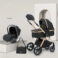 var-Коляска-трансформер 3в1 Luxmom A6 Черный