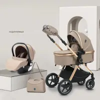 var-Коляска-трансформер 3в1 Luxmom A6 Коричневый