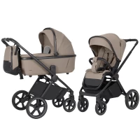 var-Коляска 2 В 1 CARRELLO Ultimo Black 2025 Pearl Beige Арт 6528
