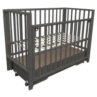 var-Детская кроватка Indigo Norden маятник ящик на колесах Графит