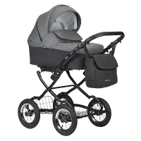 var-Коляска 2 в 1 Indigo CHARLOTTE Sity Classic 12" черный+т.серый Арт cs 04