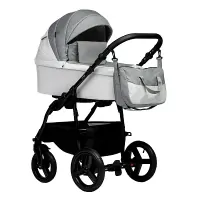 var-Коляска 2 в 1 Indigo IMPULSE ECO белая кожа+серый Арт ie 03