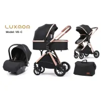 var-Коляска-трансформер Luxmom 3в1 V2(V8+C) черный