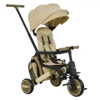 var-Велосипед трехколесный Pituso Leve Pro складной/сумка Truffel (beige)/трюфель (серая рама) Арт T8 PLUS