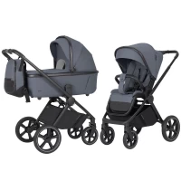 Коляска 2 В 1 CARRELLO Ultimo Black 2025 Arctic Grey  Арт 6528