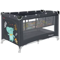 var-Манеж-кровать CARRELLO Piccolo+ с рисунком Magnet Grey
