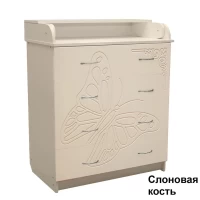 var-Пеленальный комод Мишель Бабочка 80 (4 ящика) Слоновая кость