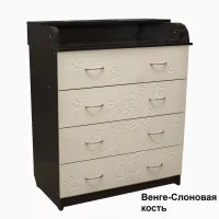 var-Пеленальный комод Мишель Мишка 80 (4 ящика) Венге-Слоновая кость